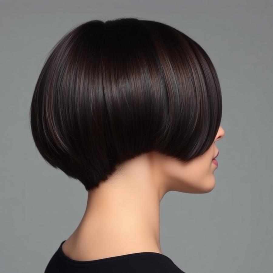 Sharp dark bob haircut