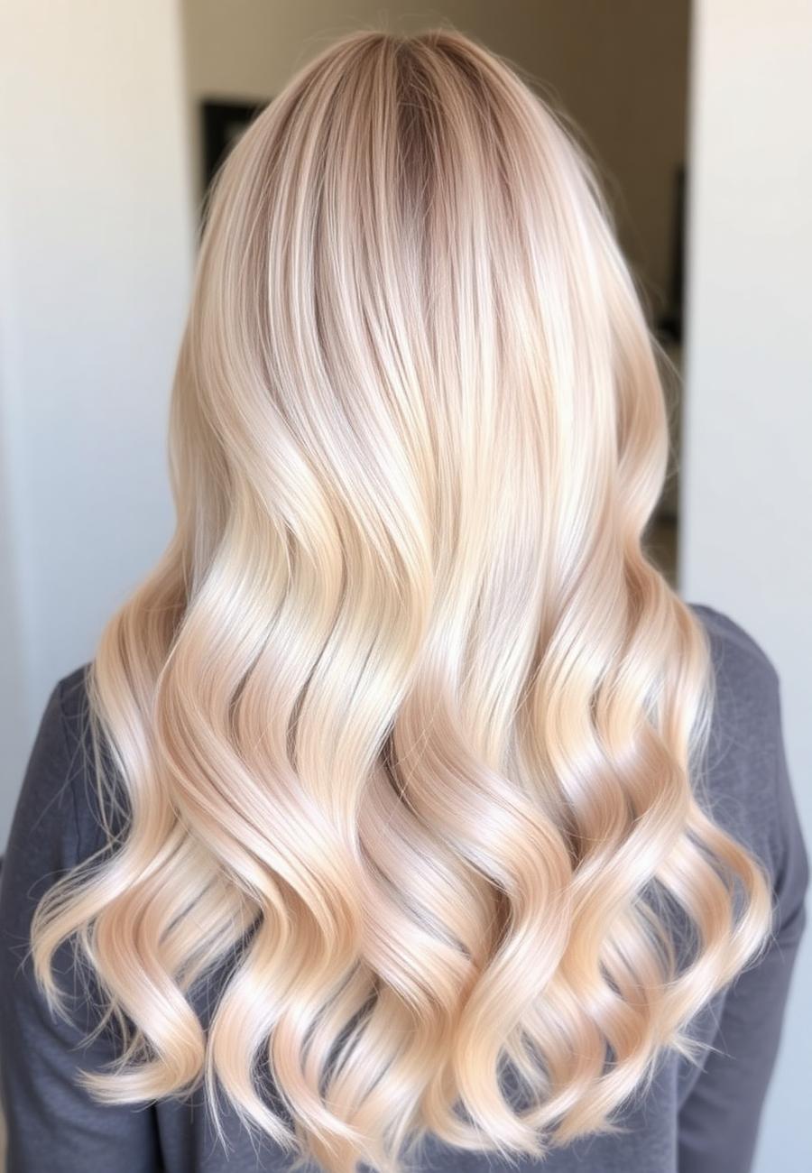 Platinum blonde balayage waves