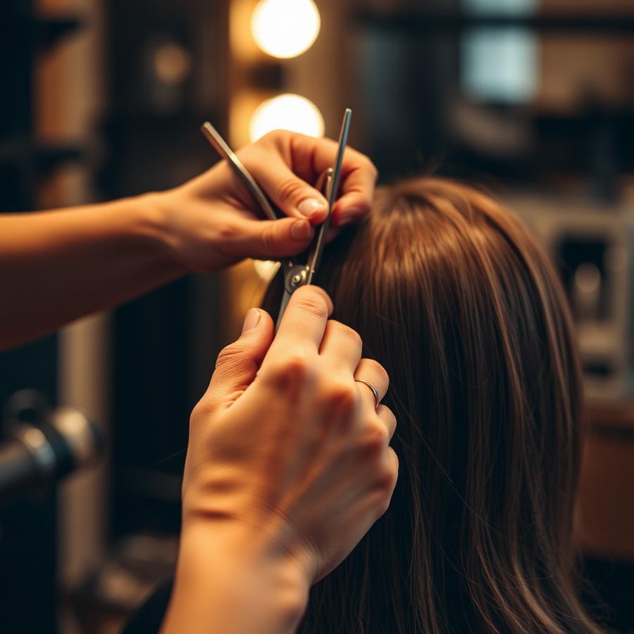 Stylist working a precision cut