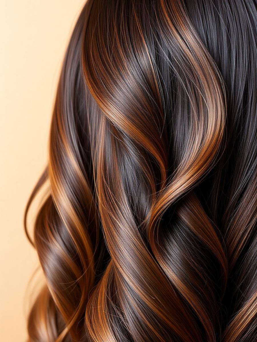 Glossy brunette caramel waves